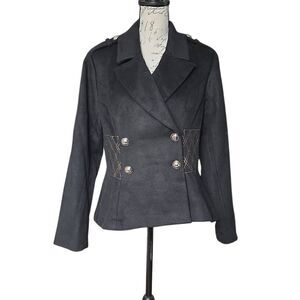 Venus Women's Size 14 Black Yellow Embroidery Peacoat